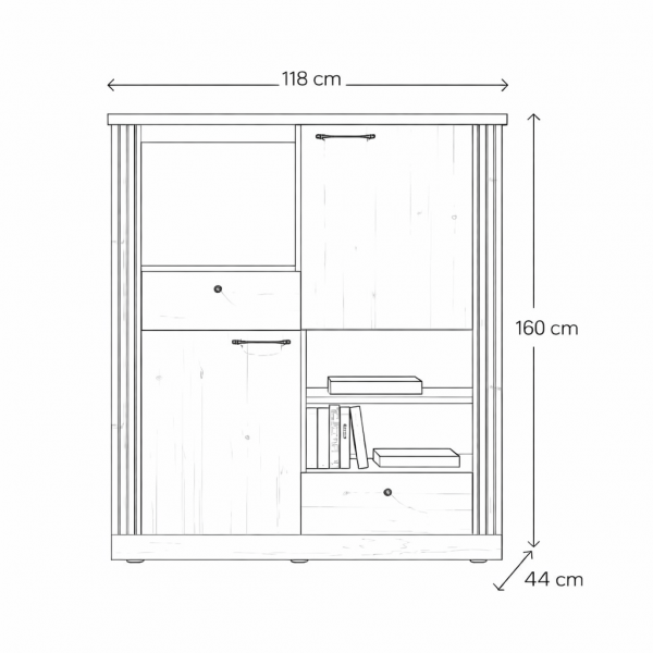Specifica dimensioni Mobile Bar in Legno 4 Ante colore "rovere meringa/Rovere cadiz" modello Icaro Totò Piccinni