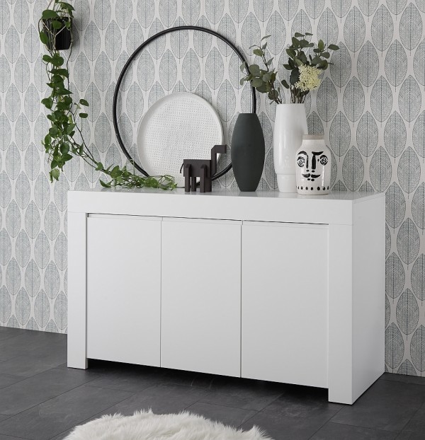 madia in legno con 3 ante made in italy bianco opaco