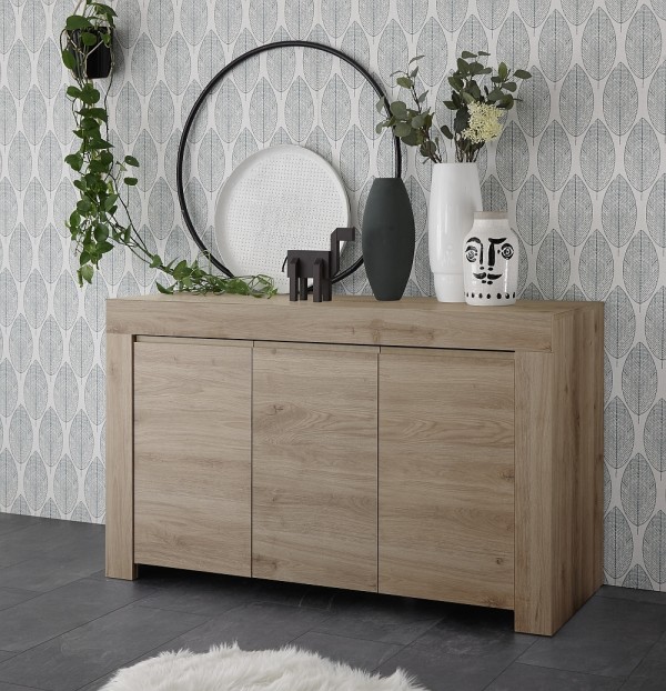 madia in legno con 3 ante made in italy rovere cadiz