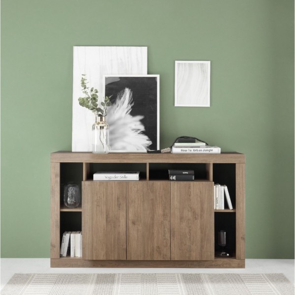 madia in legno 3 ante e 6 vani made in italy rovere mercure