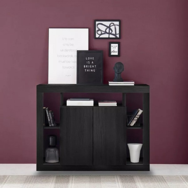 madia in elgno 2 ante e 5 vani made in italy nero bruciato