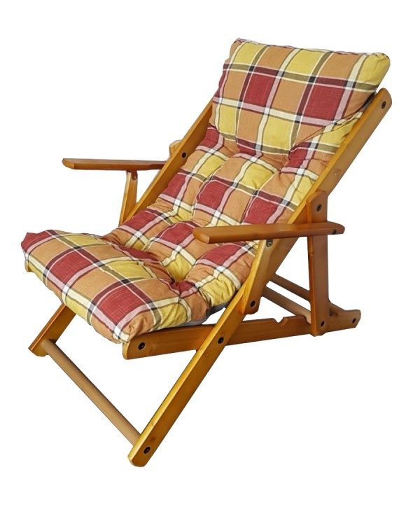 Relax Poltrona sedia sdraio relax reclinabile legno 3 posizioni imbottita pieghevole 