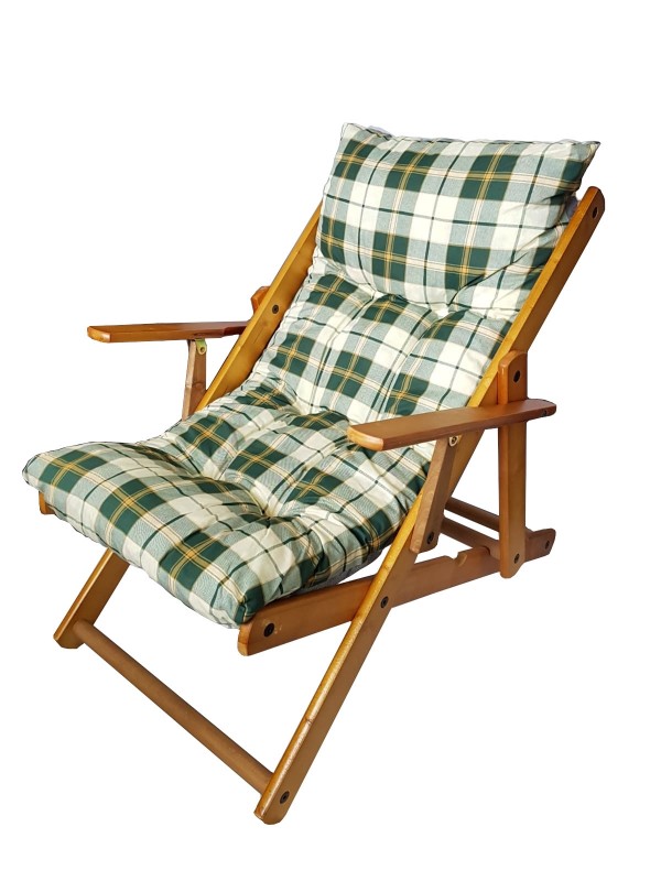 Relax Poltrona sedia sdraio relax reclinabile legno 3 posizioni imbottita pieghevole 