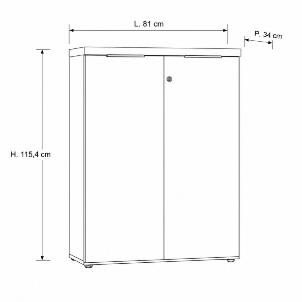 Specifica dimensioni Mobile armadietto basso con serratura e 2 ante colore "bianco lucido/rovere cadiz" modello Kreo Totò Piccinni