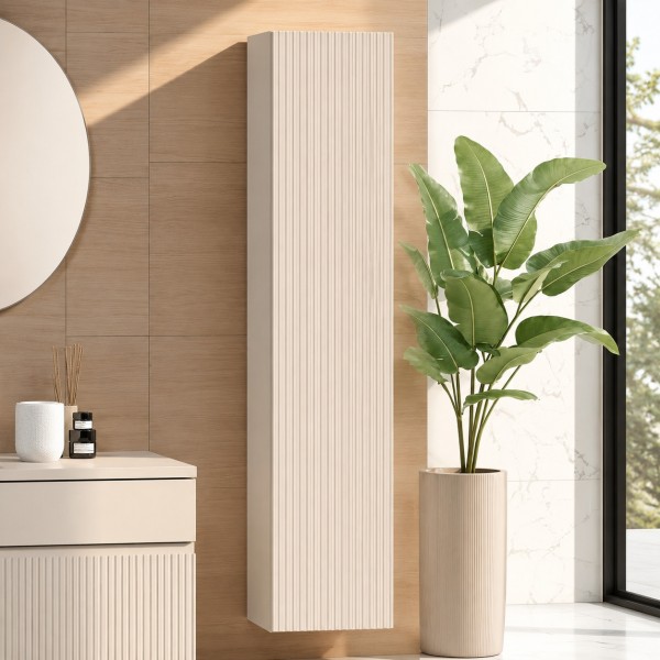 Vista ambientata Mobile Colonna Bagno sospesa con 1 anta finitura cashmere modello NILO Totò Piccinni