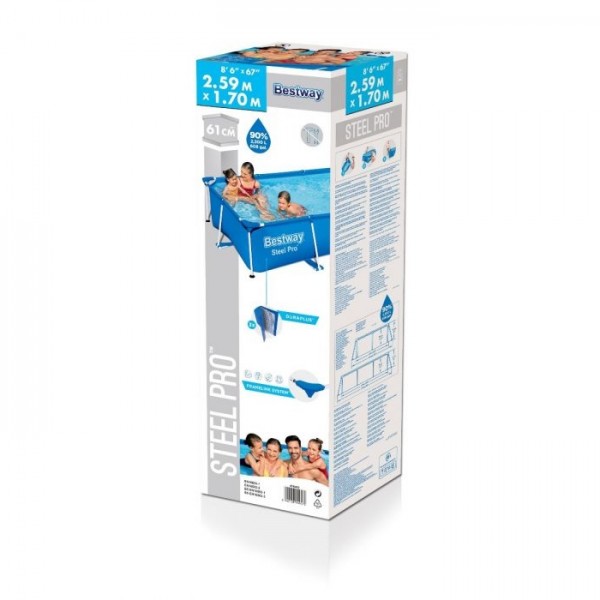 Piscina Fuori terra rettangolare, Power Steel colore Blu modello Bestway Totò Piccinni