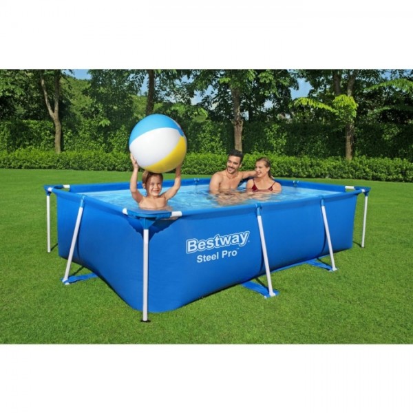Piscina Fuori terra rettangolare, Power Steel colore Blu modello Bestway Totò Piccinni