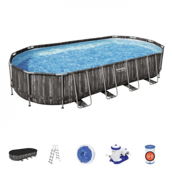 Piscina Fuori terra ovale, Power Steel Effetto legno scuro modello Bestway Totò Piccinni
