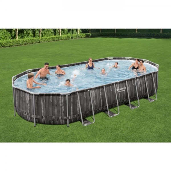 Piscina Fuori terra ovale, Power Steel Effetto legno scuro modello Bestway Totò Piccinni