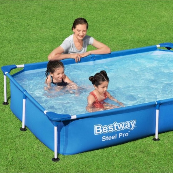 Piscina Fuori terra Rettangoalre Power Steel colore Blu modello Bestway Totò Piccinni