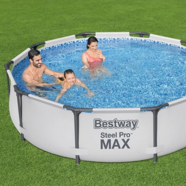 Piscina Fuori terra Rotonda Power Steel colore Grigio Chiaro modello Bestway Totò Piccinni