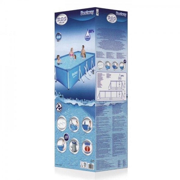 Piscina Fuori terra Rettangolare Power Steel colore Blu modello Bestway Totò Piccinni
