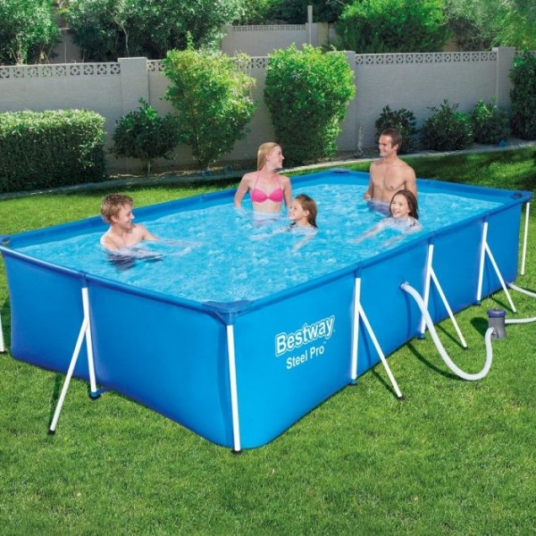 Piscina Fuori terra Rettangolare Power Steel colore Blu modello Bestway Totò Piccinni