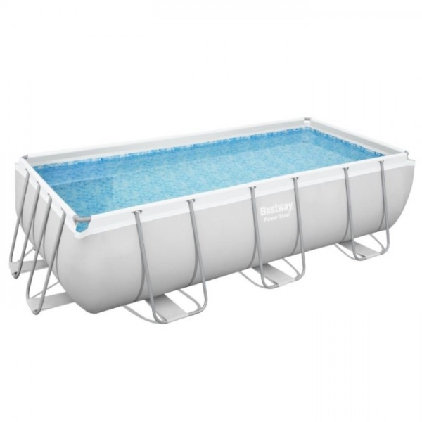 Piscina Fuori terra rettangolare, Power Steel colore Grigio Chiaro modello Bestway Totò Piccinni