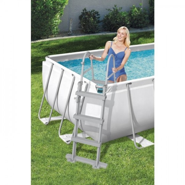 Piscina Fuori terra rettangolare, Power Steel colore Grigio Chiaro modello Bestway Totò Piccinni