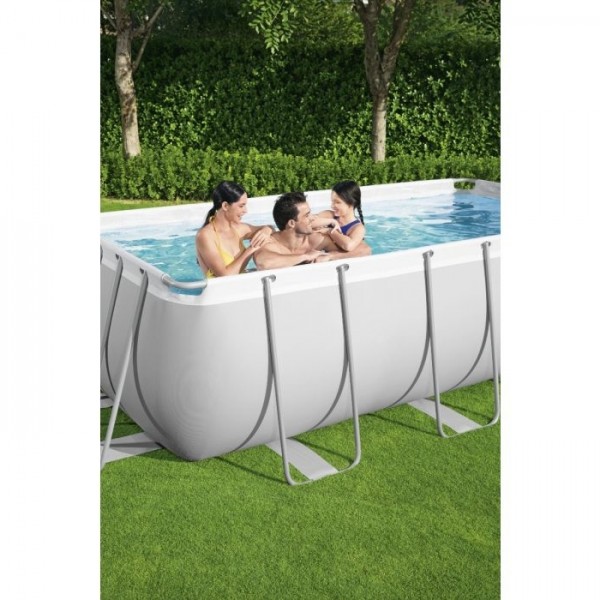Piscina Fuori terra rettangolare, Power Steel colore Grigio Chiaro modello Bestway Totò Piccinni