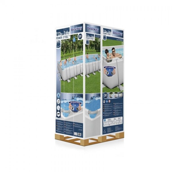 Piscina Fuori terra Rettangolare Power Steel colore Grigio Chiaro modello Bestway Totò Piccinni