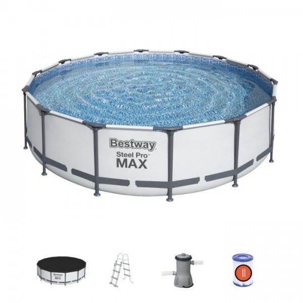 Piscina Fuori terra rotonda, Power Steel colore Grigio Chiaro modello Bestway Totò Piccinni