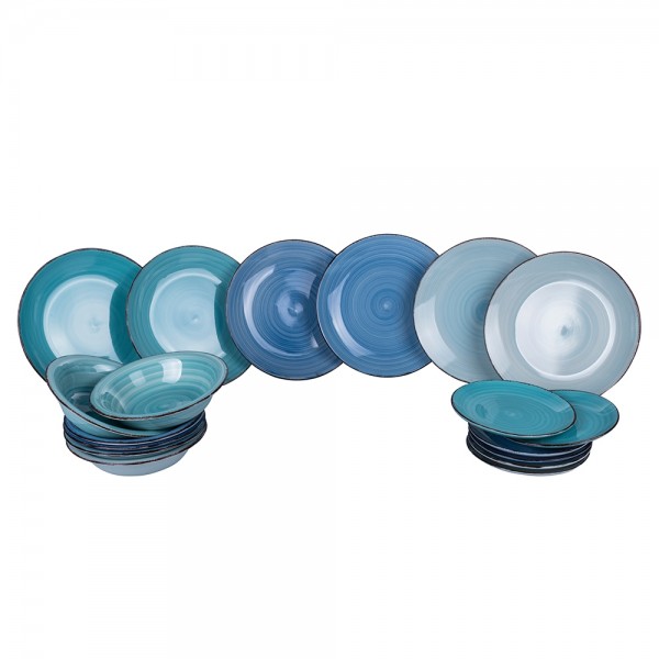 set piatti in gres 18 pezzi modello Baita Acqua Ocean Villa D'Este