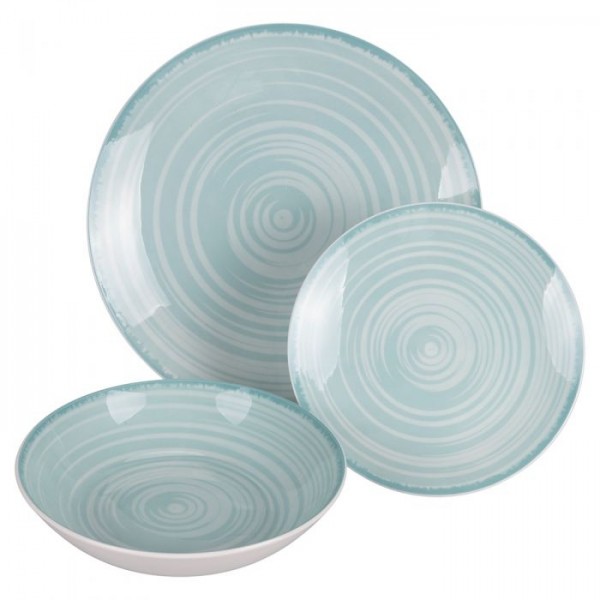 piatti in gres da tavola 18 pezzi modello Baita Acqua Ocean Villa D'Este