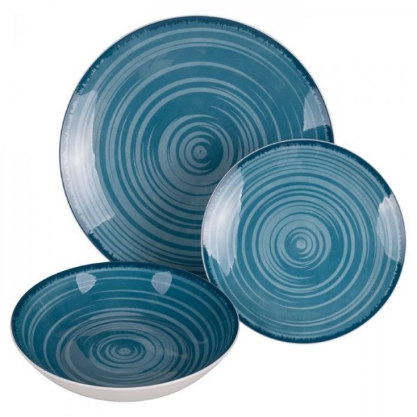 piatti in gres da tavola 18 pezzi modello Baita Acqua Ocean Villa D'Este