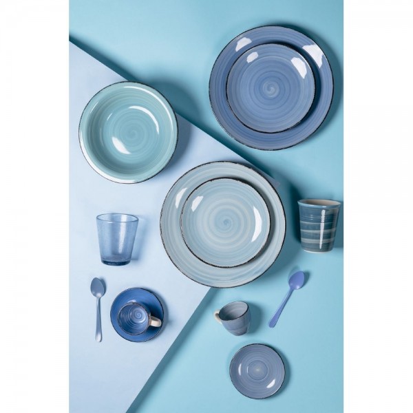 piatti in gres da tavola 18 pezzi modello Baita Acqua Ocean Villa D'Este