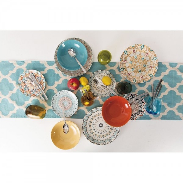 Ambientato Set Piatti 18 Pz da Tavola SHARM in Porcellana - Villa D'Este