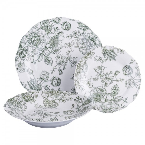 Set Piatti 18 Pz da Tavola MADAME GREEN in Porcellana