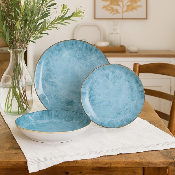 Vista ambientata Set Piatti 18 Pz da Tavola SAMOA in Ceramica - Villa D'Este