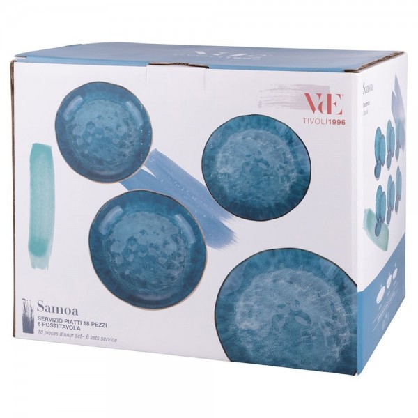 Set Piatti 18 Pz da Tavola SAMOA in Ceramica - Villa D'Este