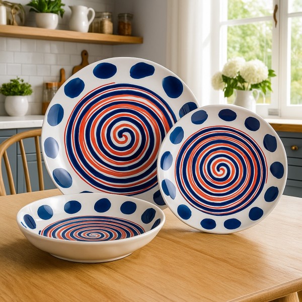 Vista ambientata Set Piatti 18 Pz da Tavola SAHARA in Ceramica - Villa D'Este