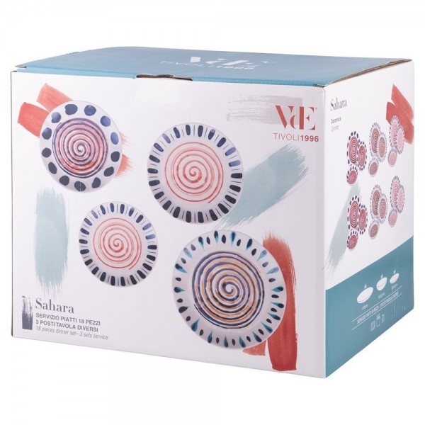 Confezione Set Piatti 18 Pz da Tavola SAHARA in Ceramica - Villa D'Este