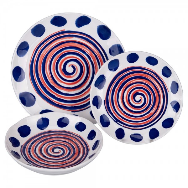 Tris Prima colorazione Set Piatti 18 Pz da Tavola SAHARA in Ceramica - Villa D'Este