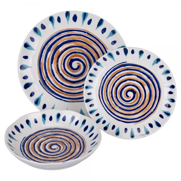 Tris seconda colorazione Set Piatti 18 Pz da Tavola SAHARA in Ceramica - Villa D'Este