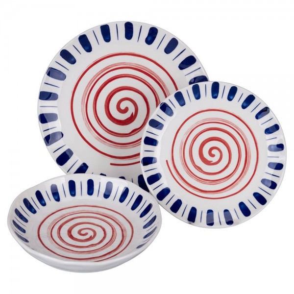 Tris terza colorazione Set Piatti 18 Pz da Tavola SAHARA in Ceramica - Villa D'Este