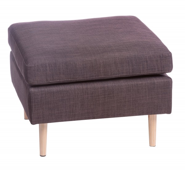 Pouf quadrato clive in tessuto con gambe in legno