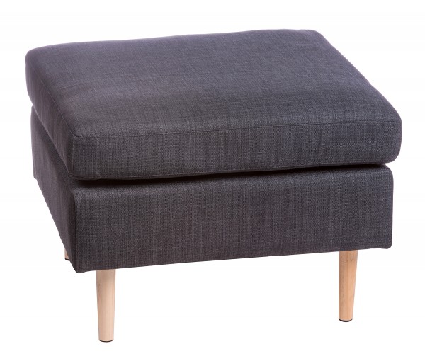 Pouf quadrato clive in tessuto con gambe in legno