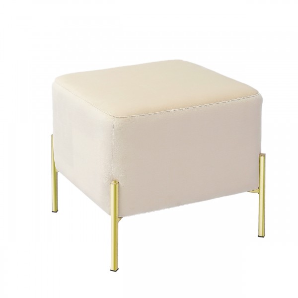 pouf moderno in velluto con gambe in metallo
