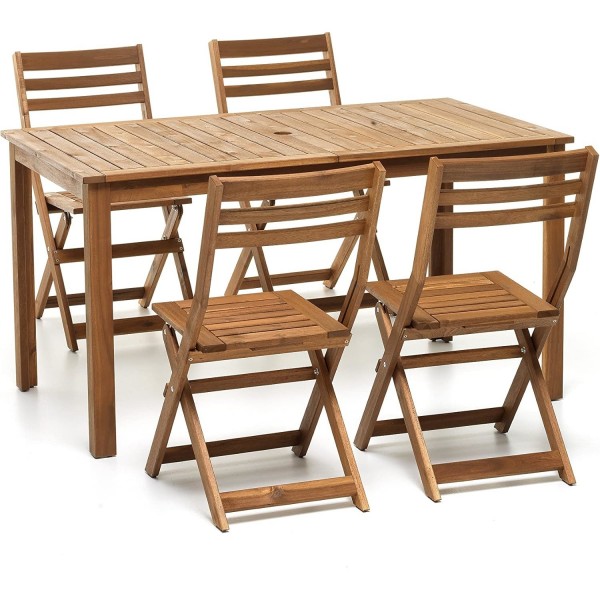 Set Tavolo 140x78 con 4 sedie in Pieghevoli in legno modello Arleston Totò Piccinni