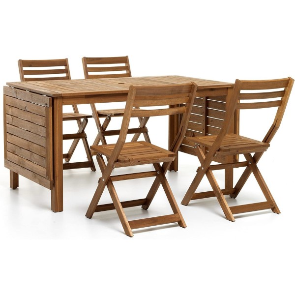 Set tavolo allungabile 140/197/254 con 4 sedie Pieghevoli in legno modello Arleston Totò Piccinni