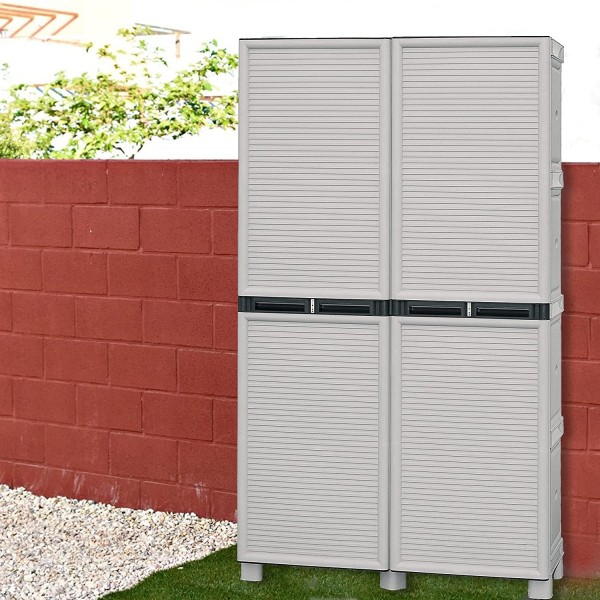 Armadio in Resina anti urto colore Grigio con 2 ante e 4 ripiani modello Art Plast Totò Piccinni
