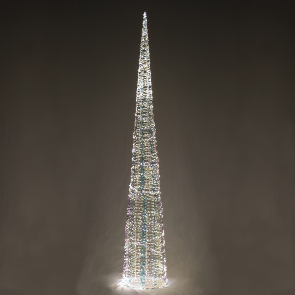 Vista al buio Albero di Natale in Metallo e Polietilene Altezza Rivestito con LED a Tono Caldo