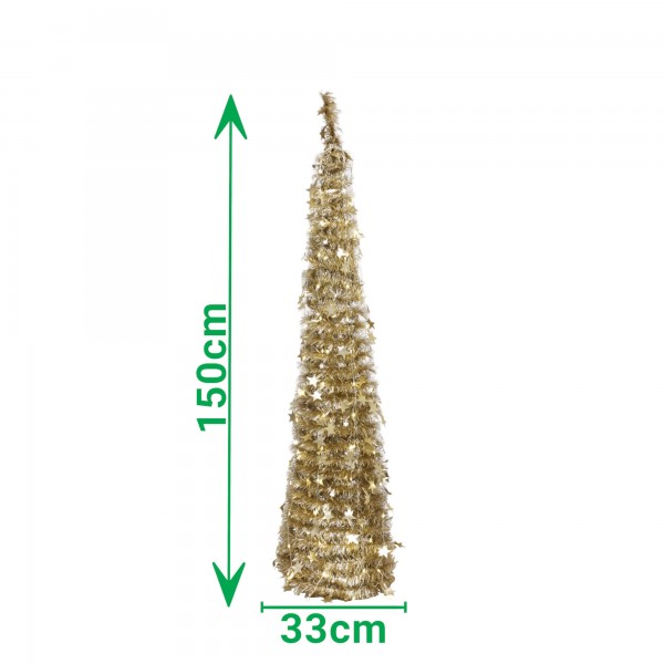 misure albero di natale oro elegante pop up slim salvaspazio150 cm