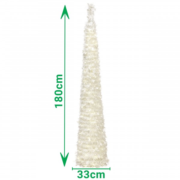 dimensioni Albero di Natale Pop Up 180 cm Bianco Luce Calda Totò Piccinni - albero di natale con luci incorporate di 108 led 