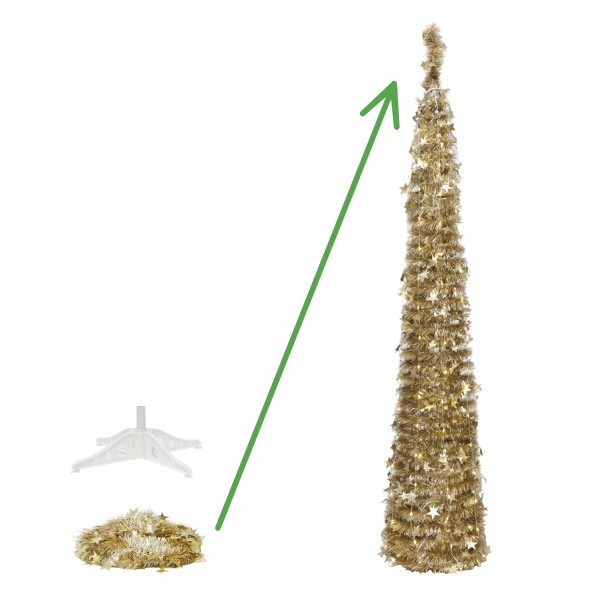 dettaglio apertura albero di natale oro lucido pop up totò piccinni. altezza 180 cm diametro 33 cm
