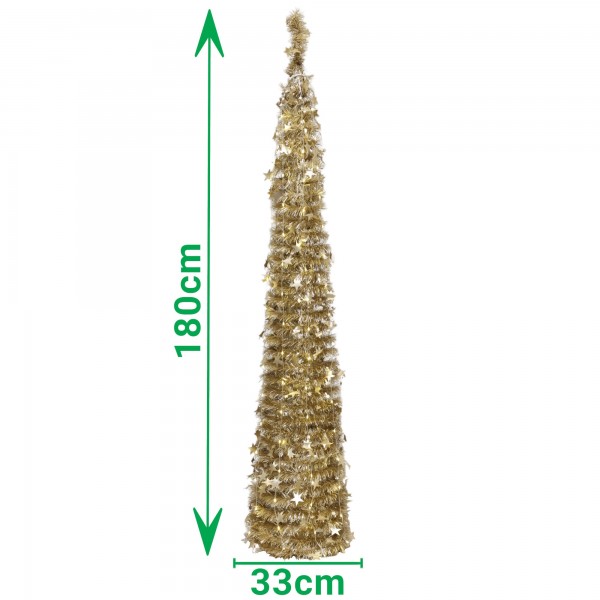 misure albero di natale oro natalizio pop up slim 180 cm