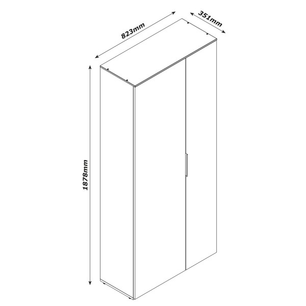 Specifica dimensioni Armadio in legno colore "Grigio Laccato/Rovere Miele" 2 ante e 6 ripiani modello Zenit Totò Piccinni