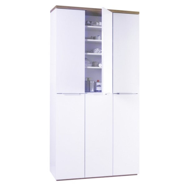 Mobile armadio in legno colore Bianco laccato/Rovere riviera 6 ante modello Orbis Totò Piccinni