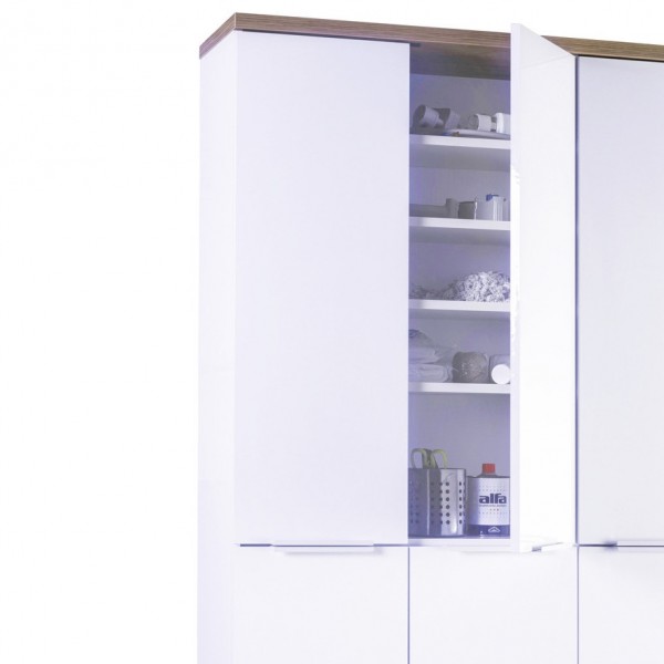 Dettaglio Mobile armadio in legno colore Bianco laccato/Rovere riviera 6 ante modello Orbis Totò Piccinni