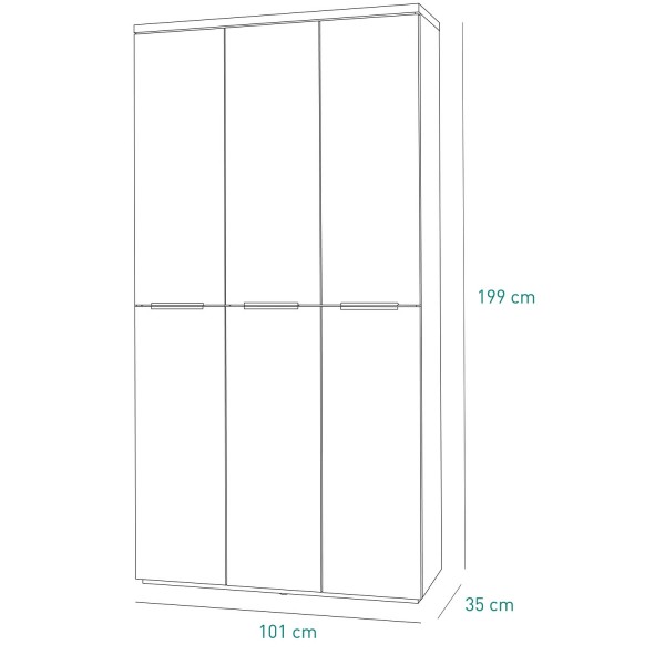 Specifica dimensioni Mobile armadio in legno colore Bianco laccato/Rovere riviera 6 ante modello Orbis Totò Piccinni